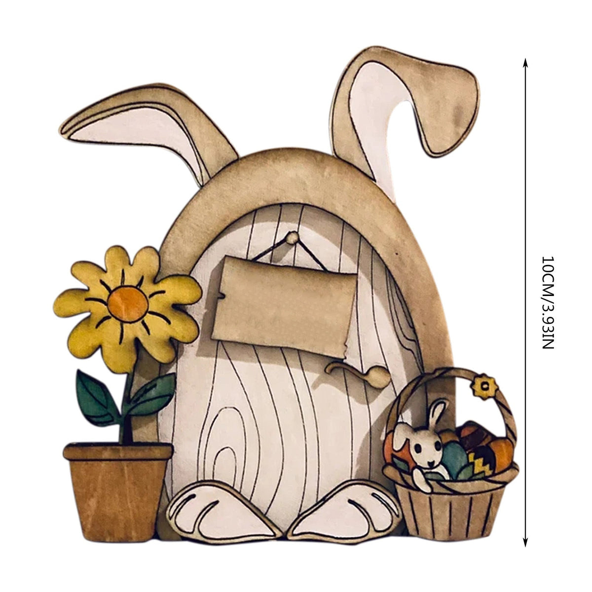 Decorative 2D elf door made of pine wood with animal motifs