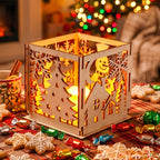 Christmas wooden lampshade decoration