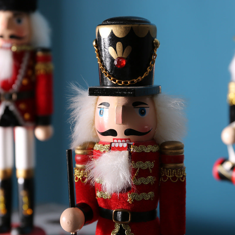 Decorative nutcracker figure made of wood for living spaces