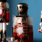 Decorative nutcracker figure made of wood for living spaces