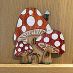 Decorative 2D elf door made of pine wood with animal motifs