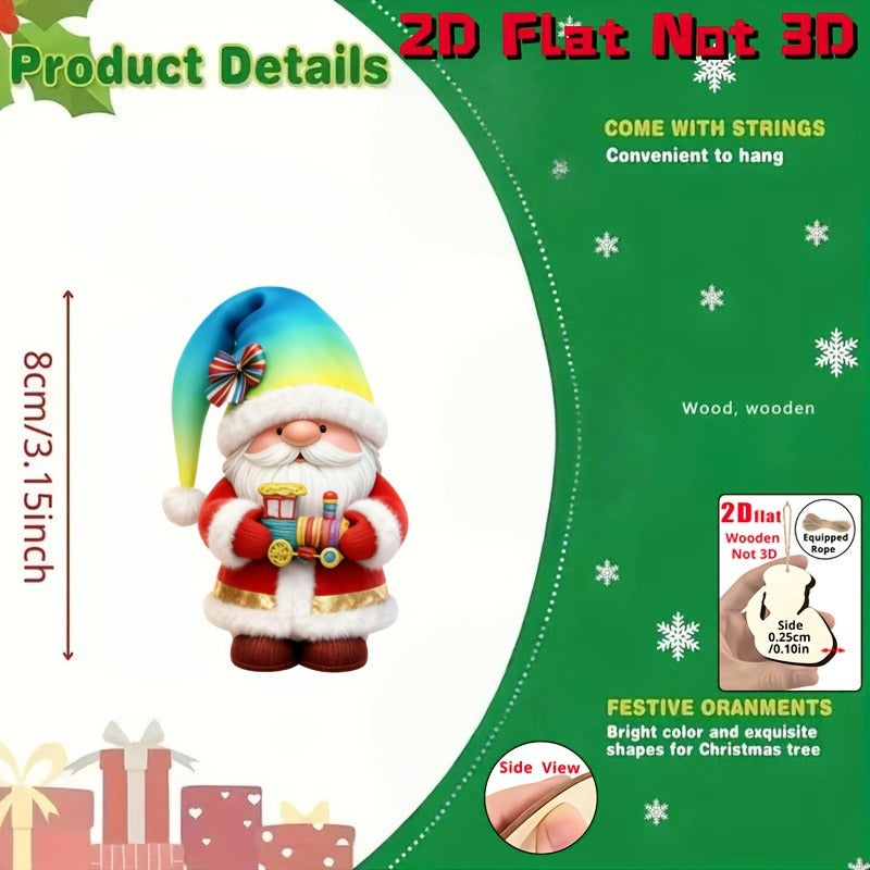 Christmas Gnome Wooden Pendant, handmade