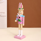 Decorative wooden nutcracker figure with rabbit ears