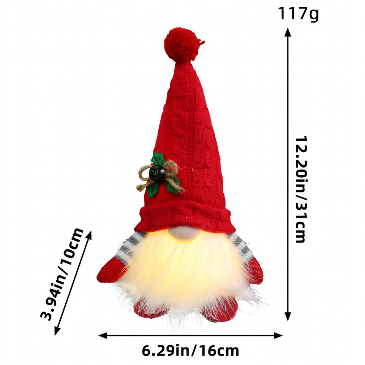 Glowing elf figure with knitted hat