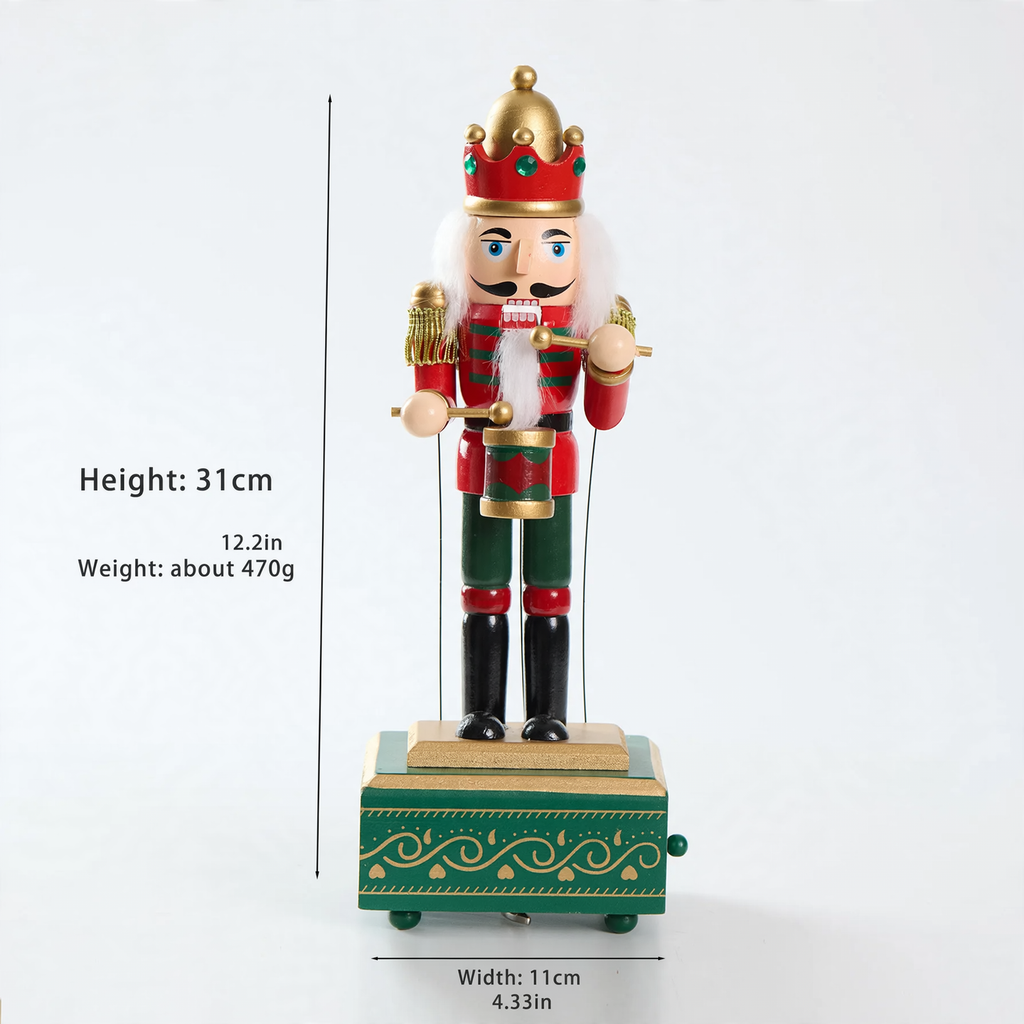 Nutcracker music box, 31 cm, wood