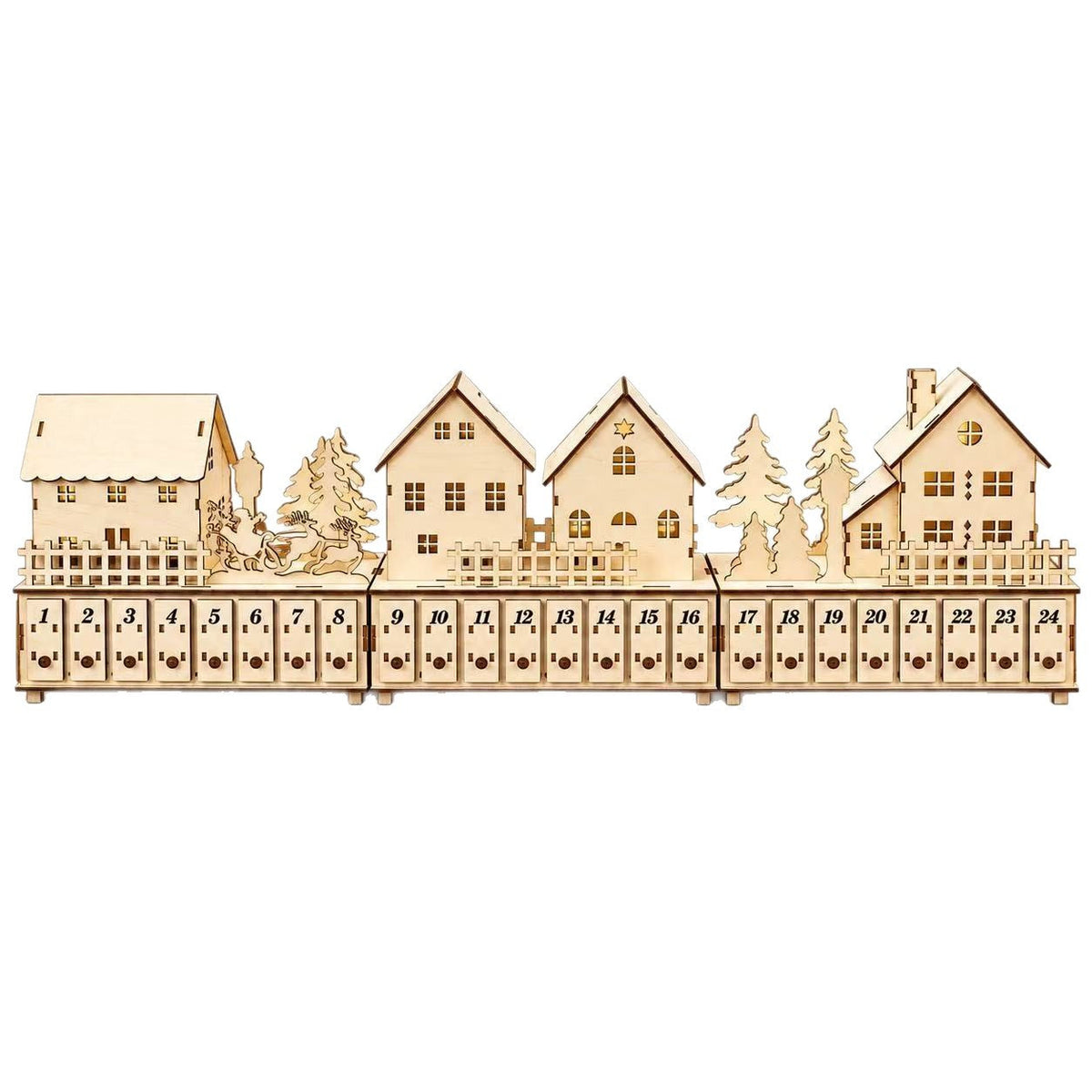 Illuminated wooden Advent calendar