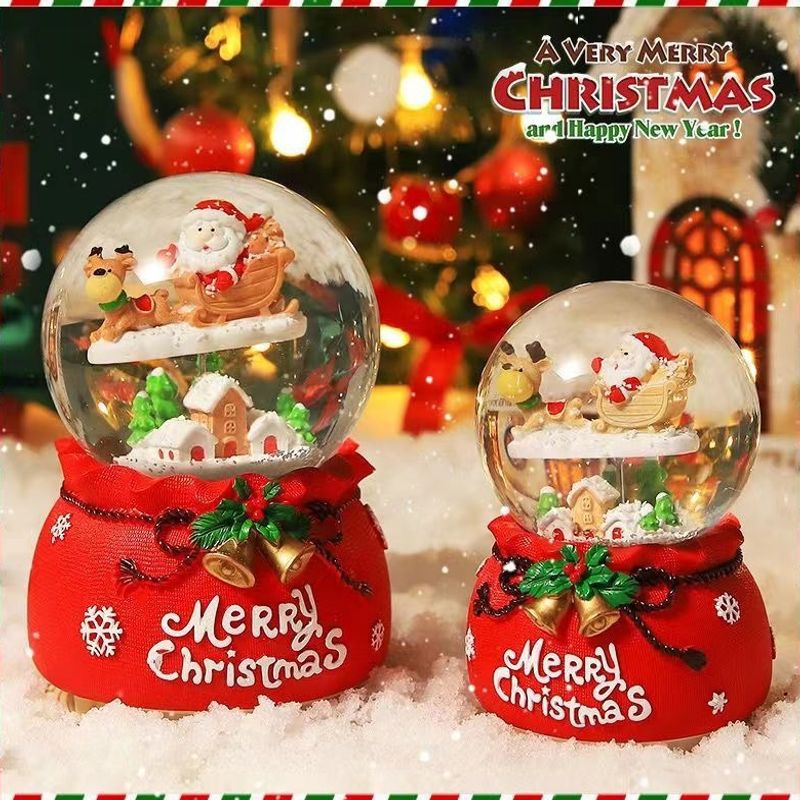 Christmas snow globe with music and light