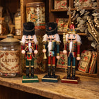 Nutcracker soldier made of pine wood for festive decoration
