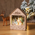 Illuminated wooden house, hand-painted, LED night light