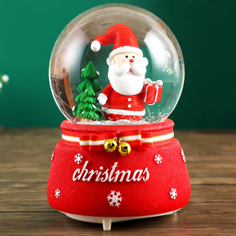 Christmas music box with light and snow globe