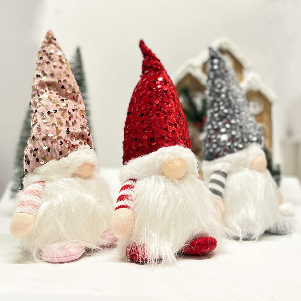 Lighted Christmas elf figure with sequin hat