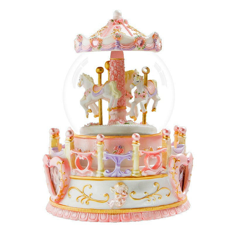 Crystal music box with carousel design