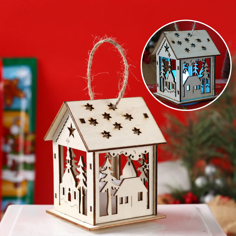 Illuminated wooden house for the Christmas season