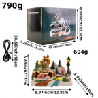 Illuminated music box with rotating train