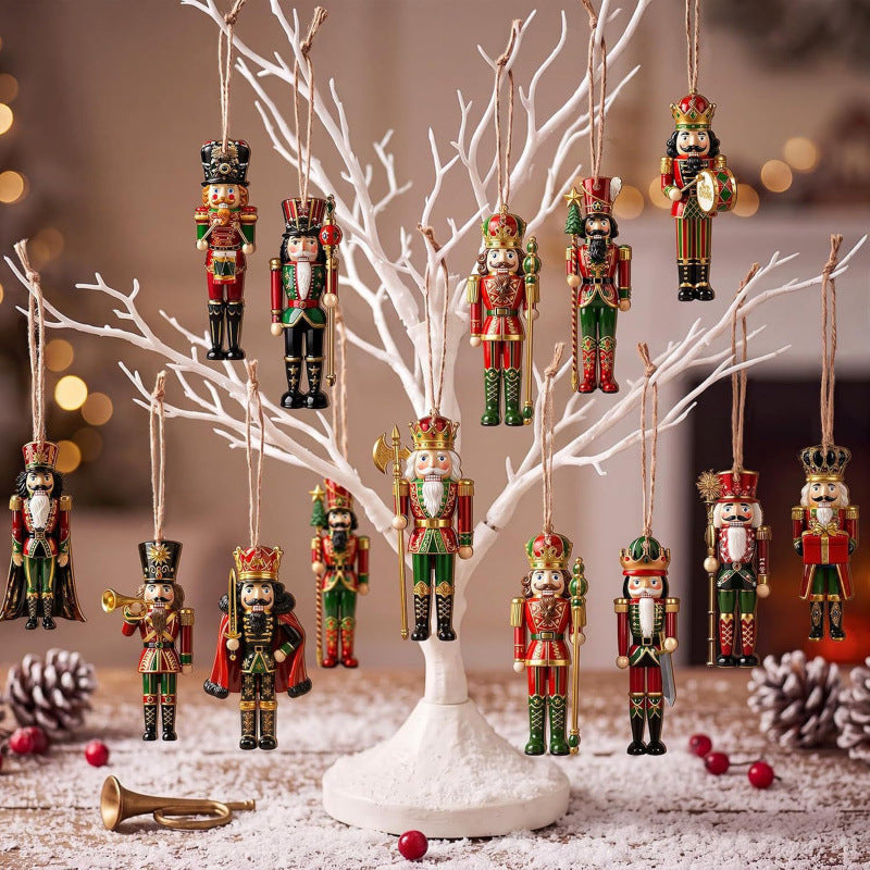 Wood Nutcracker Soldier Ornament Set for Christmas Decoration