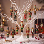 Wood Nutcracker Soldier Ornament Set for Christmas Decoration