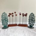 Christmas decoration set, metal stars and wooden plants