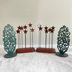 Christmas decoration set, metal stars and wooden plants