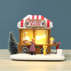 Decorative illuminated Christmas popcorn house made of resin