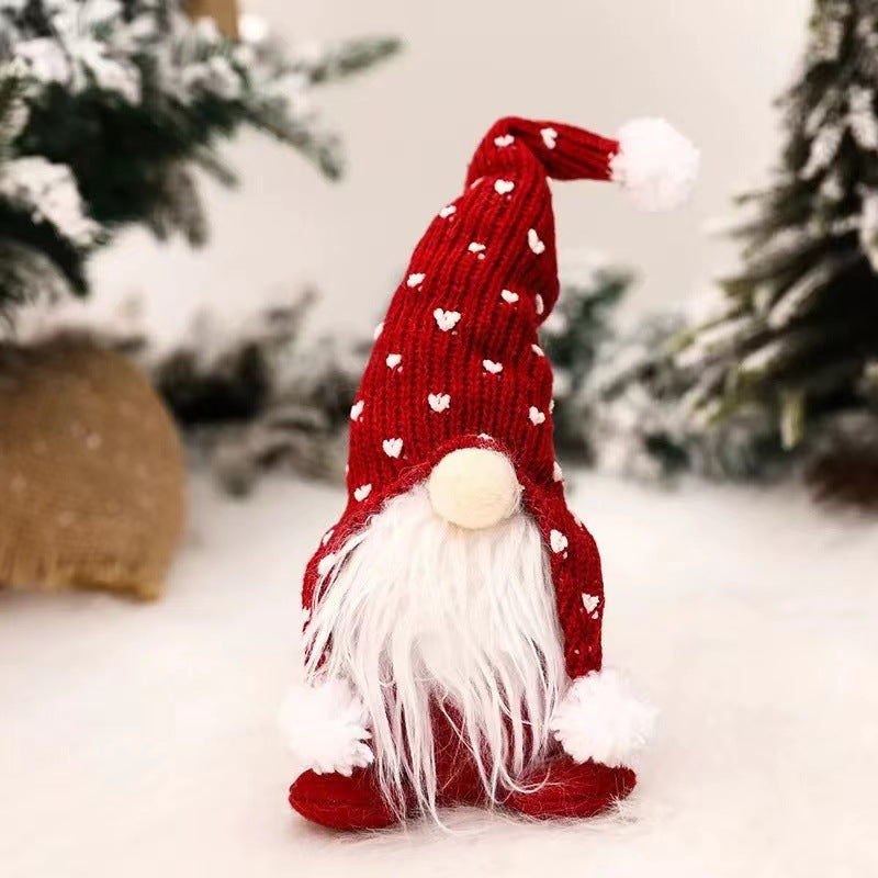 Sitting Christmas Elf Figure with Knitted Hat