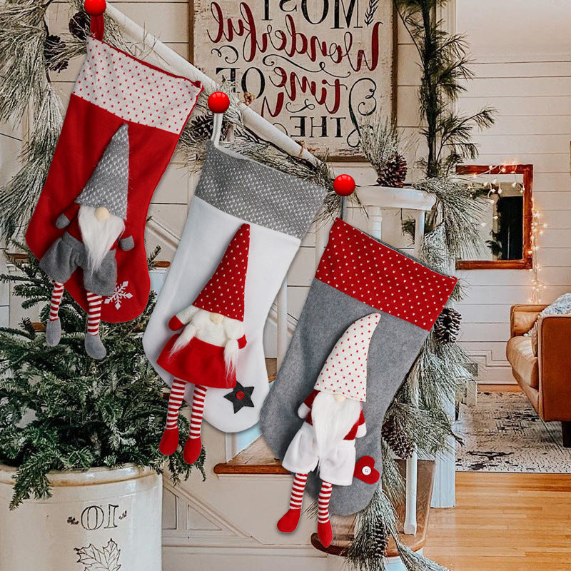 Christmas stocking with gnome motif