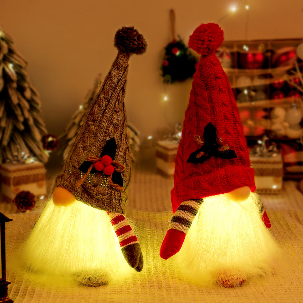 Glowing elf figure with knitted hat
