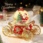 Christmas snow globe with music box and carriage design