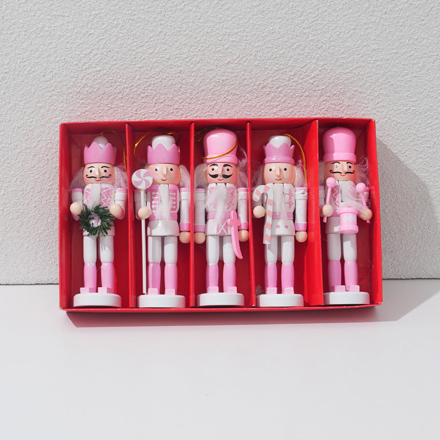 Nutcracker Pendant made of Wood, 12 cm, Set of 5