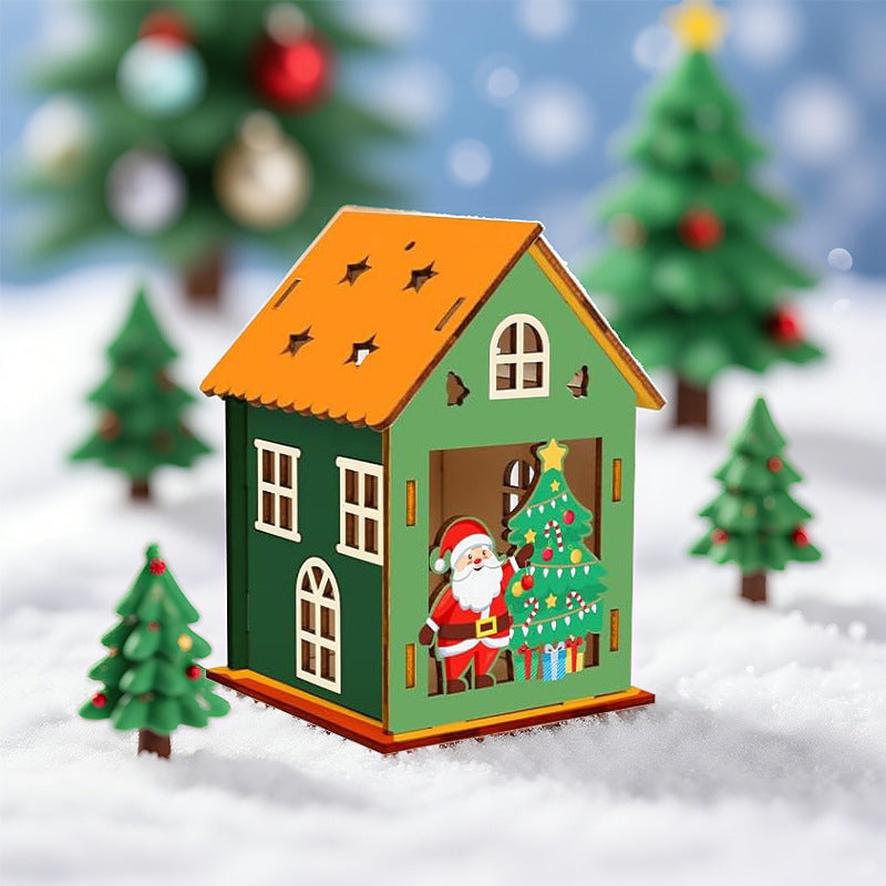DIY wooden house construction kit, 8x8x11.5 cm, incl. painting set