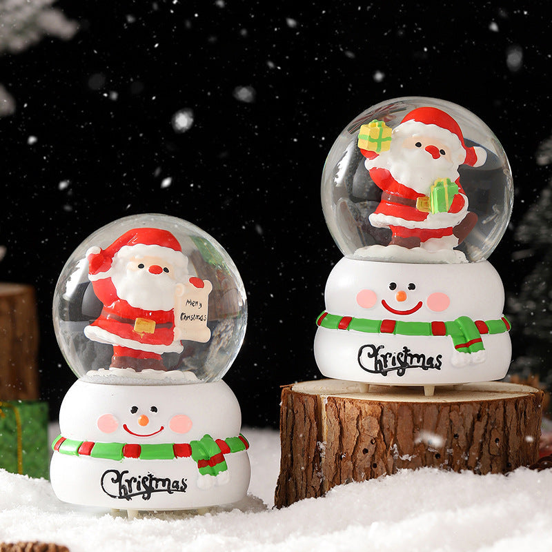 Small Christmas snow globe with light