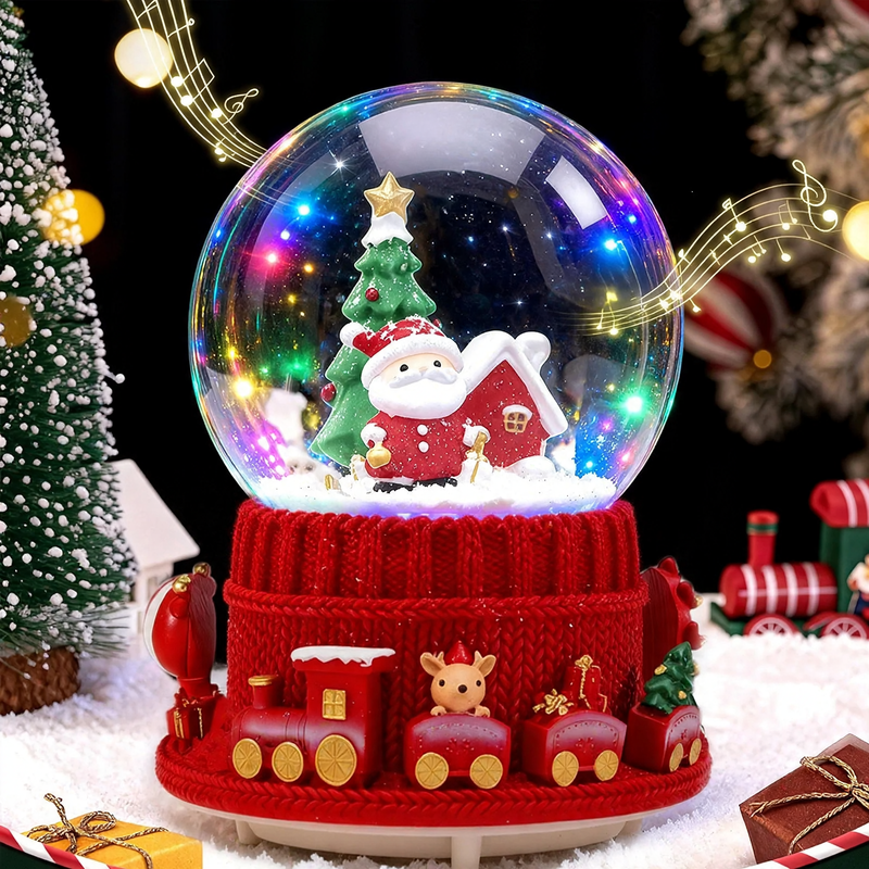 Crystal ball music box with lighting and snow effect