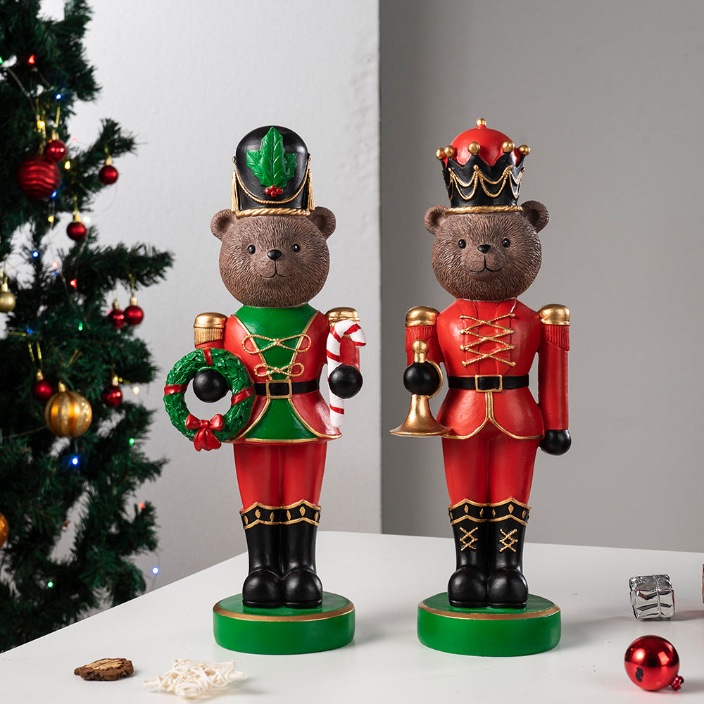 Decorative nutcracker bear figure made of resin
