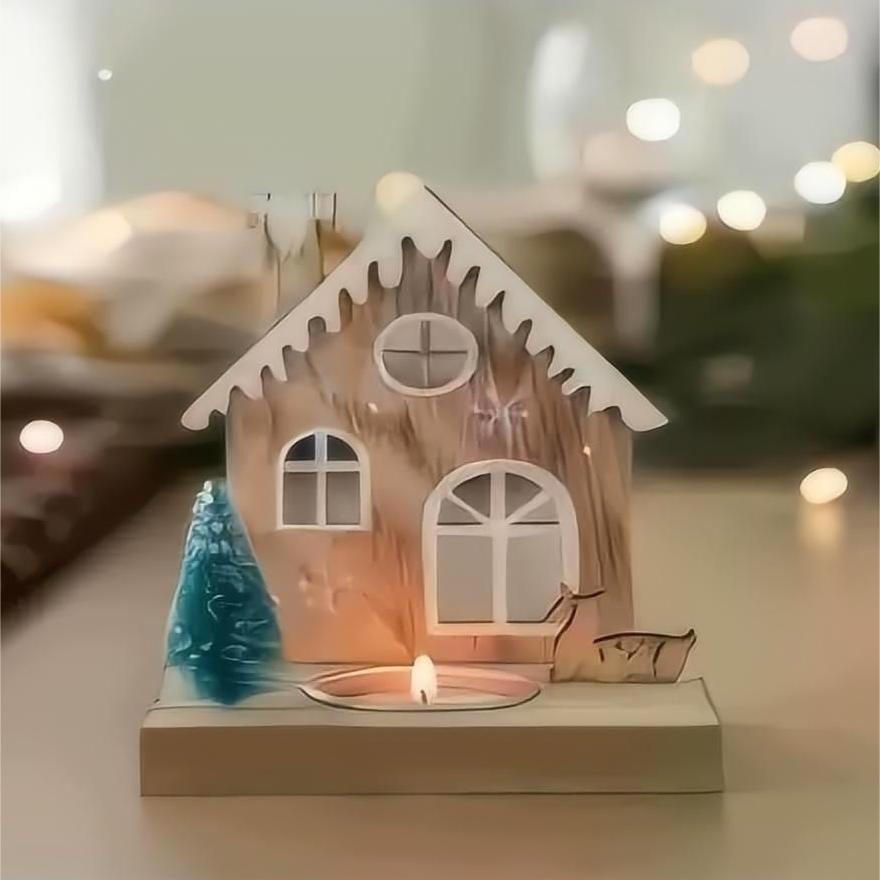 Decorative wooden candle holder in Scandinavian style