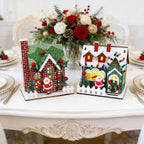 Decorative wooden Christmas house as hanging decoration or display piece