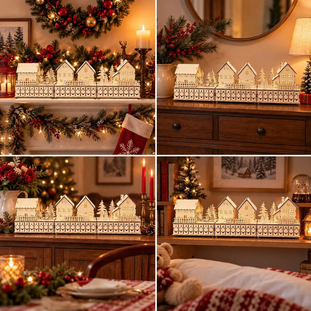 Illuminated wooden Advent calendar