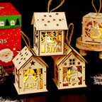 Illuminated wooden house for the Christmas season