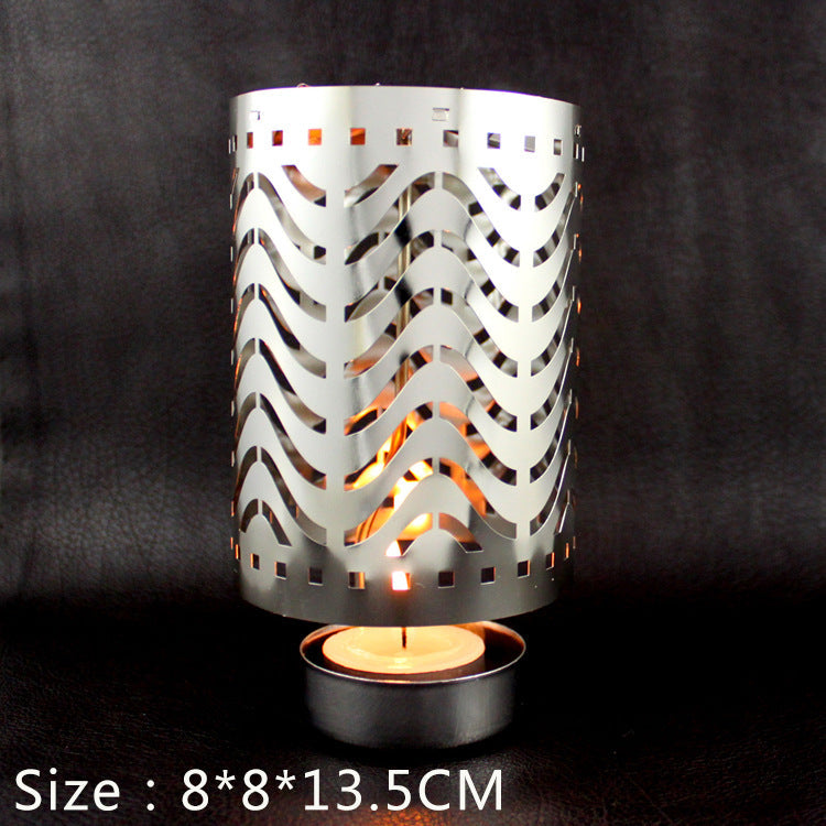 Rotating metal candle holder, round