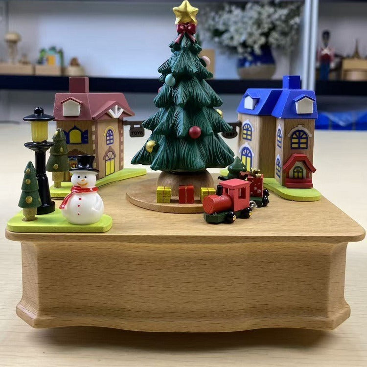 Decorative wooden Christmas music box