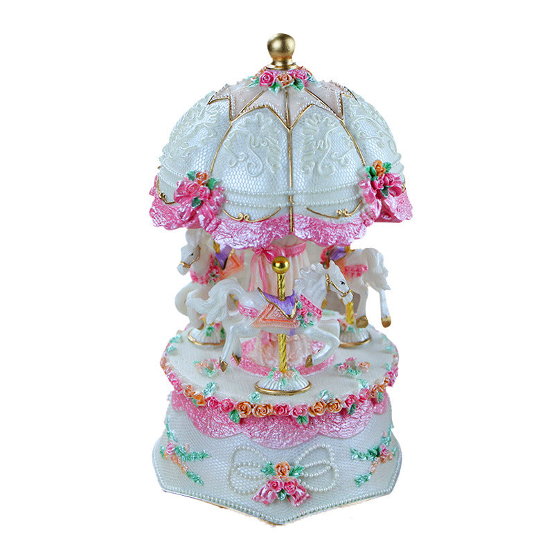 Decorative carousel music box, hand-painted