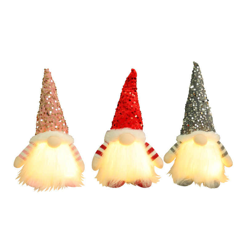 Shining gnome figures with sequin hat