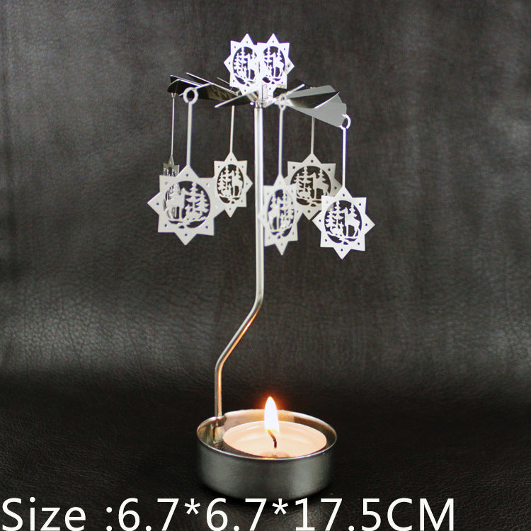 Rotating metal candle holder, 6.7x6.7x17.5 cm