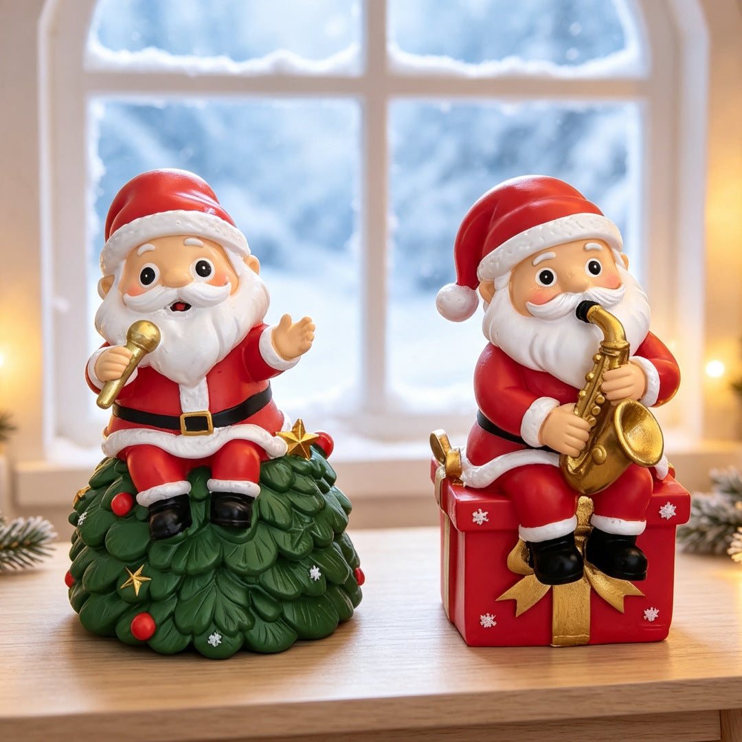 Musical Christmas Figurine, Santa Claus Design