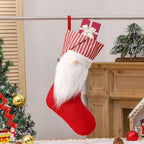 Large Christmas stocking with gnome design