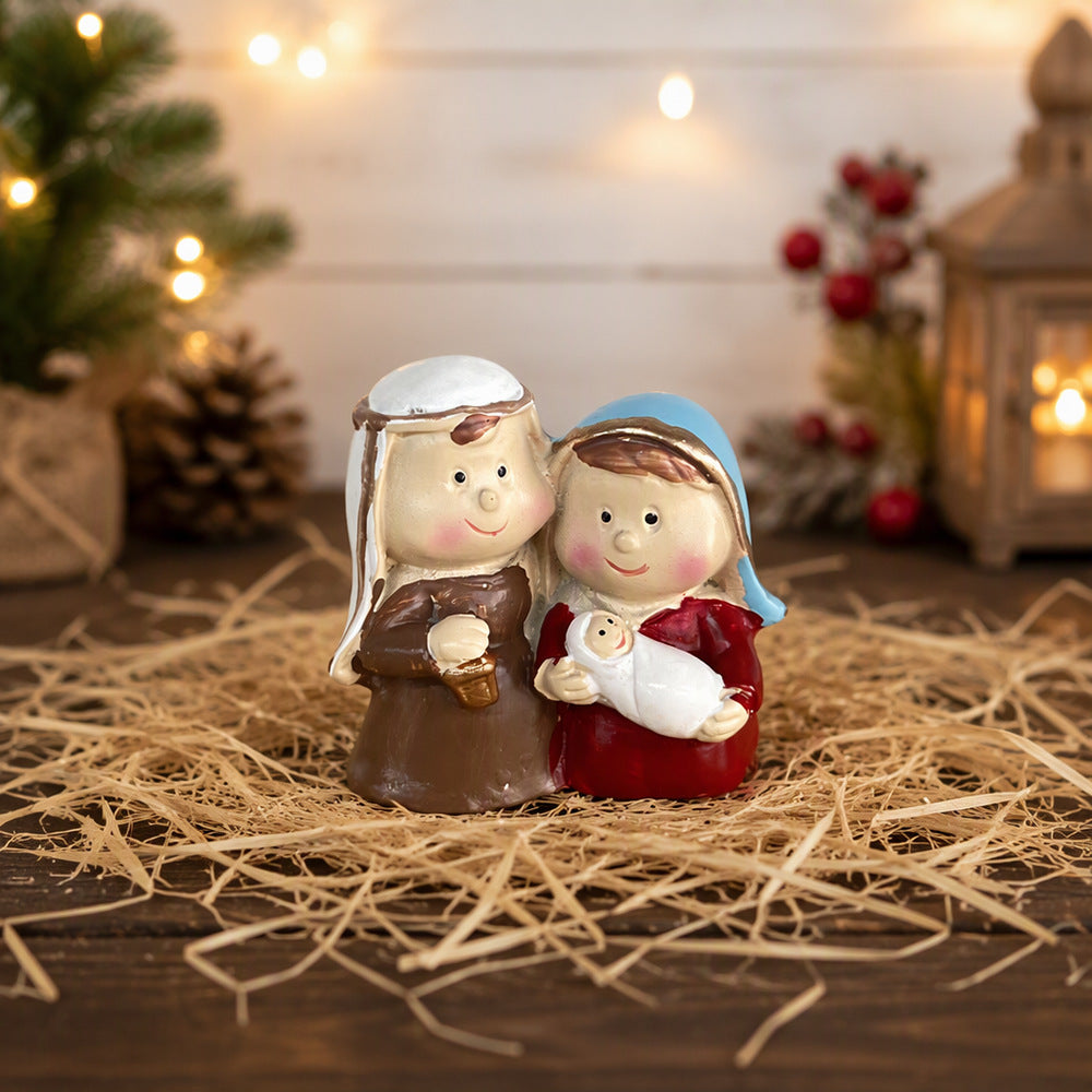 Cartoon Christmas nativity scene made of resin