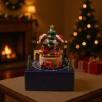 Christmas music box made of wood with winding mechanism