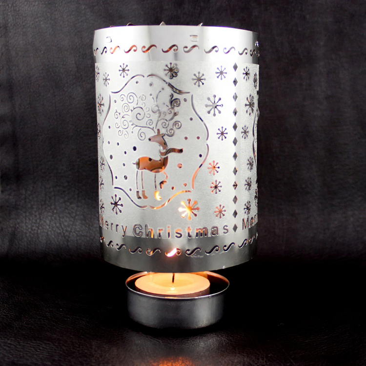 Rotating metal candle holder, round