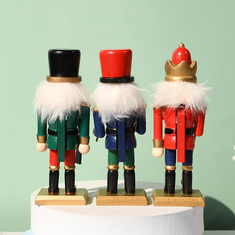 3-piece set wooden nutcracker soldiers, 15 cm