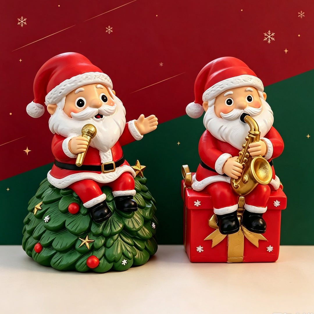 Santa Claus figure with instrument, resin decoration