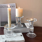 Candle holder in Roman column design with gold rim