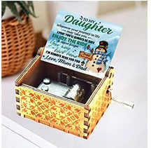 Decorative music box made of wood with engraving